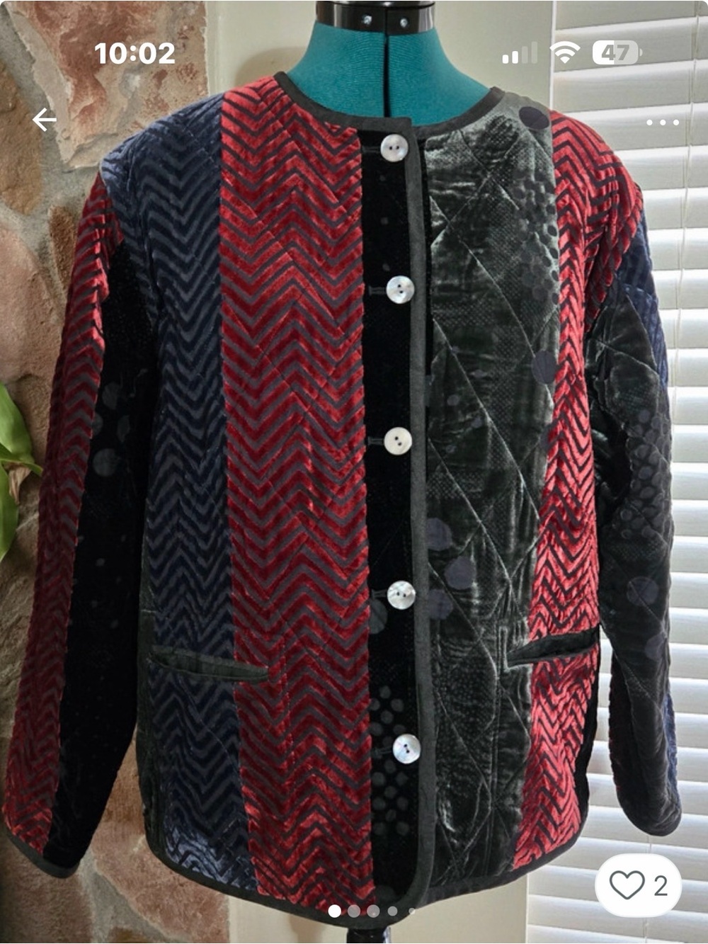Vintage Late 80s/Eatly 90s Quilted Velvet Jacket   "Koos of Course!" Line